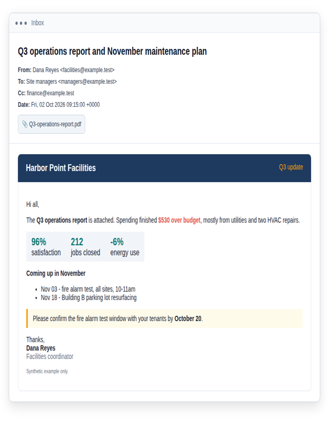 Synthetic input for email-to-pdf